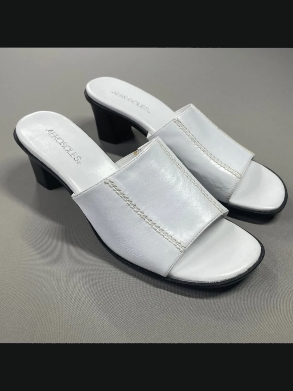 NEW Aerosoles Shoes Womens 9.5 white black leather local time heels cocktail